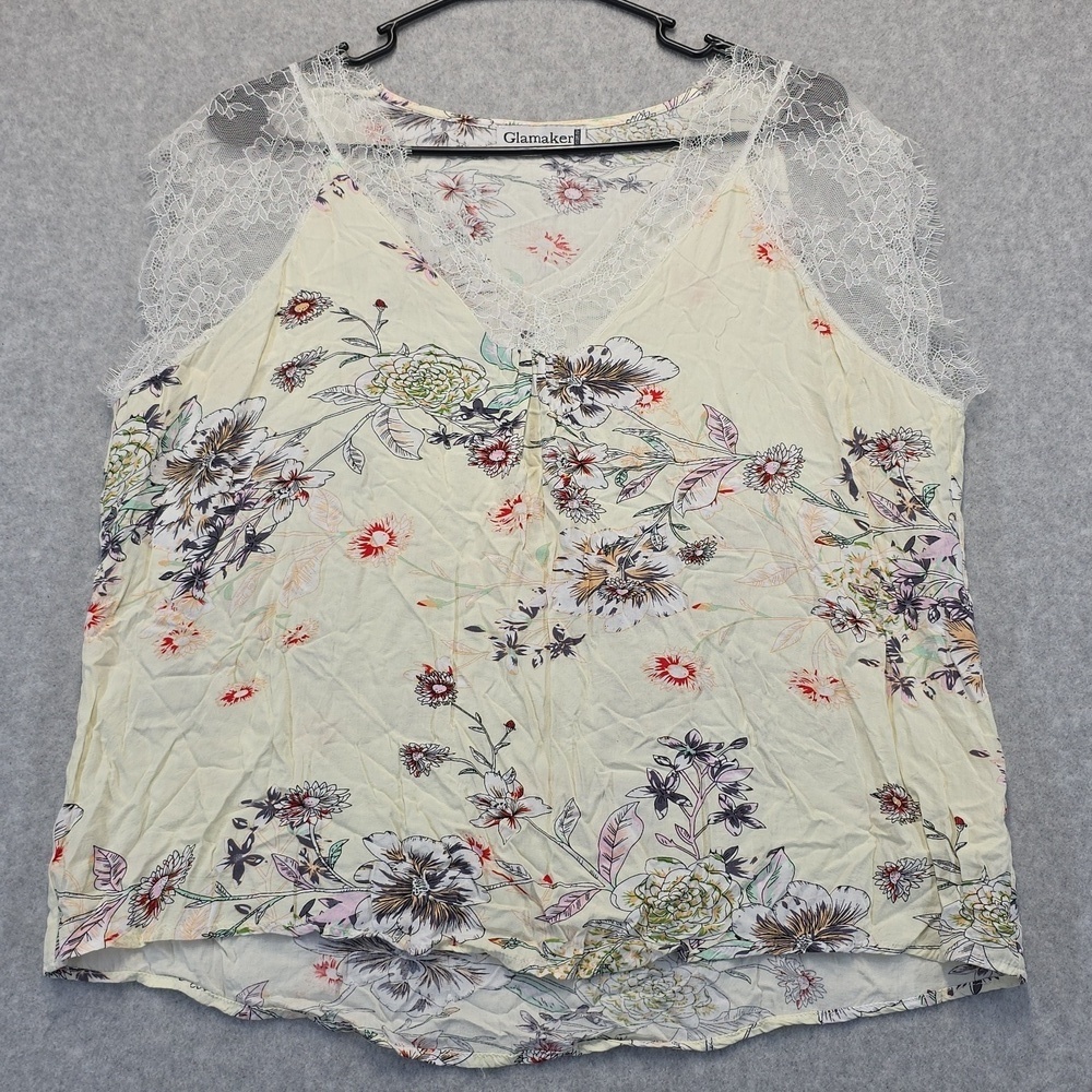 Floral Lace Trim Tank Top